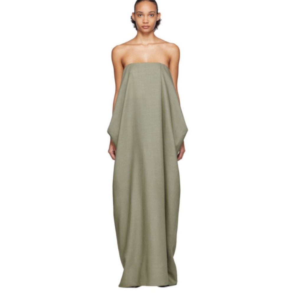 The Row Lu Strapless Dress Sage Green